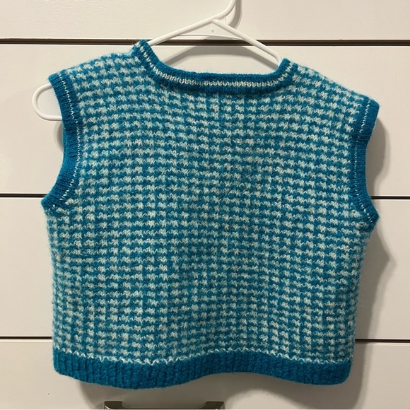 Plaid Cropped Sweater Vest Blue & White - Picture 3 of 3